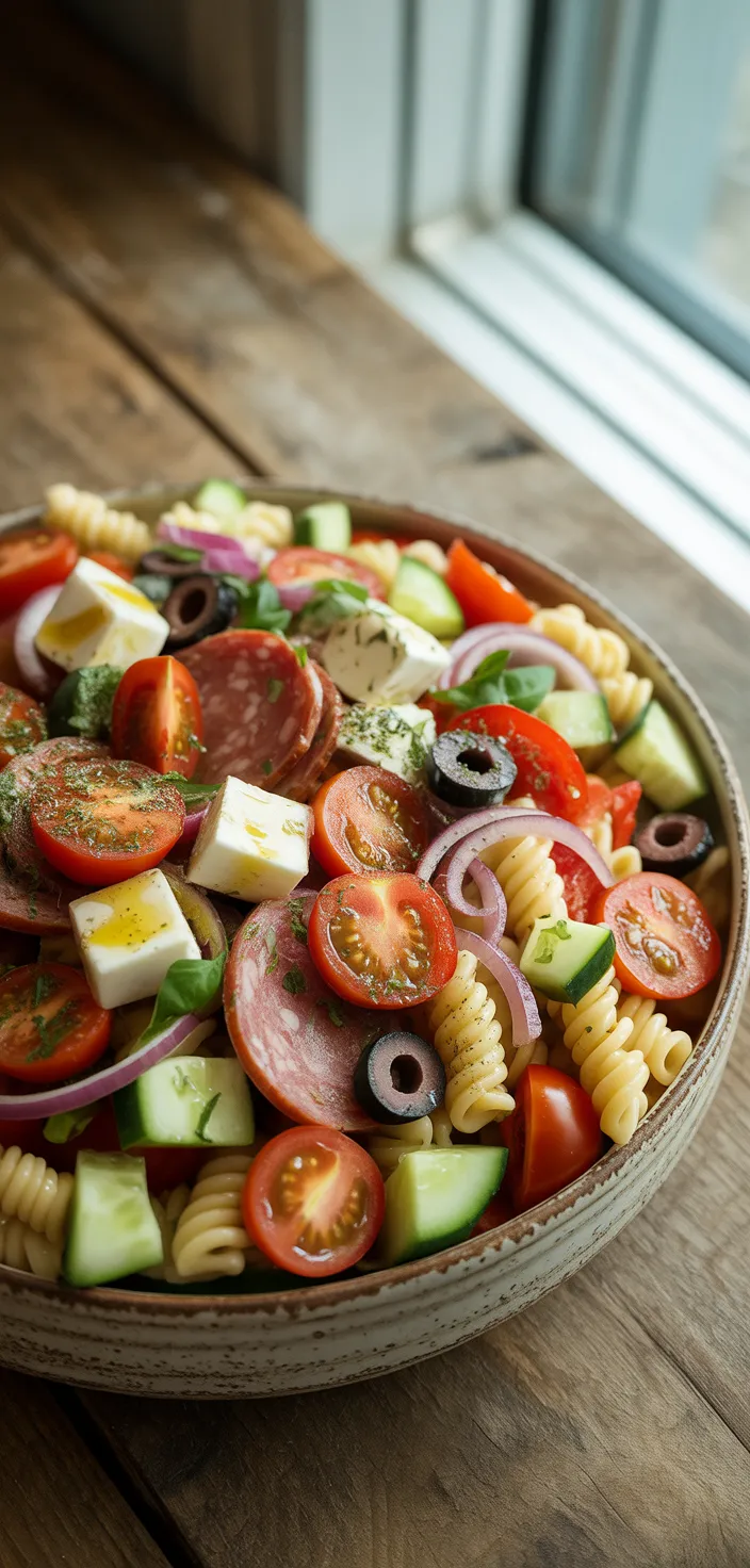 Ingredients photo for The BEST Zesty Italian Pasta Salad Recipe