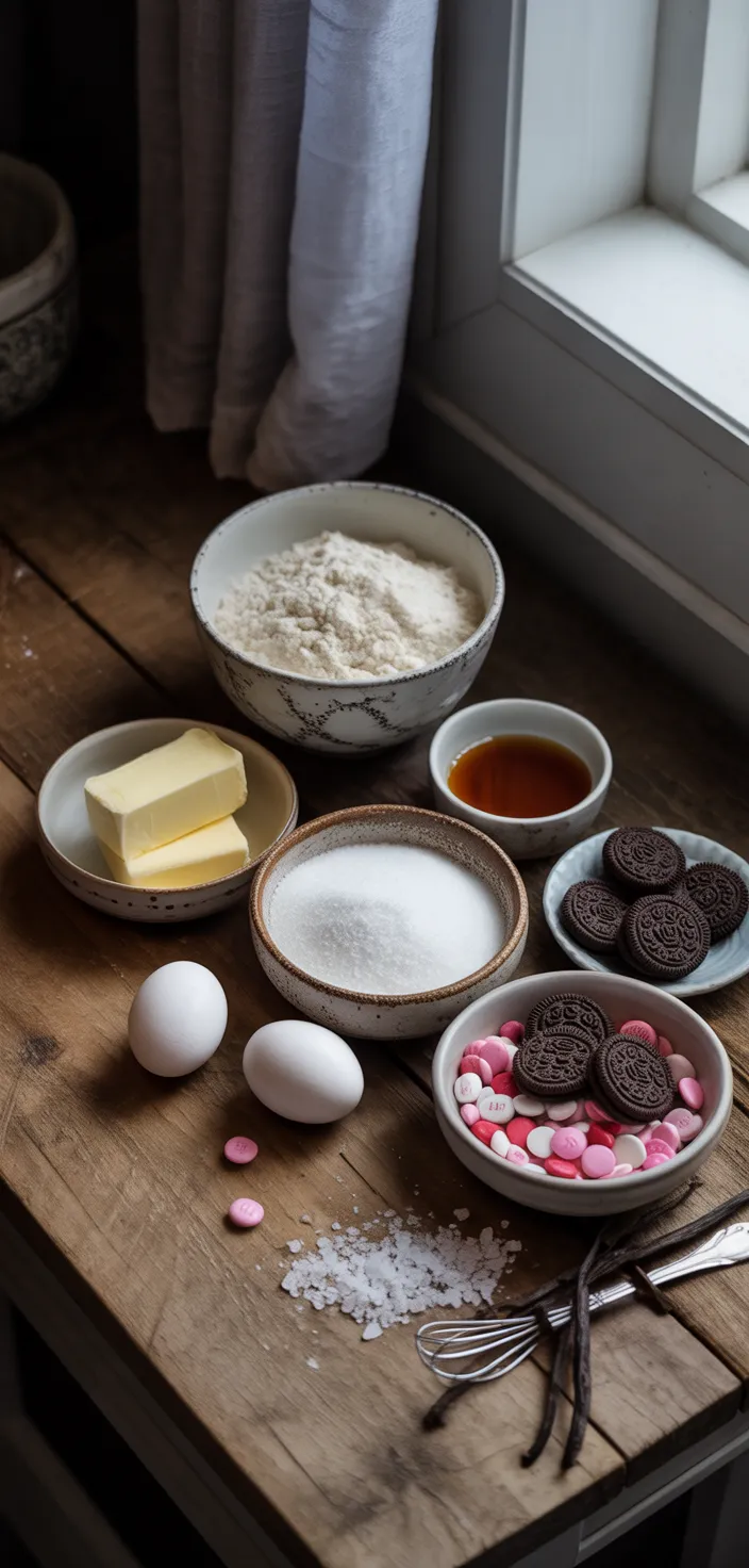 Ingredients photo for The Best Valentine's Day Oreo M&m's Cookies Recipe