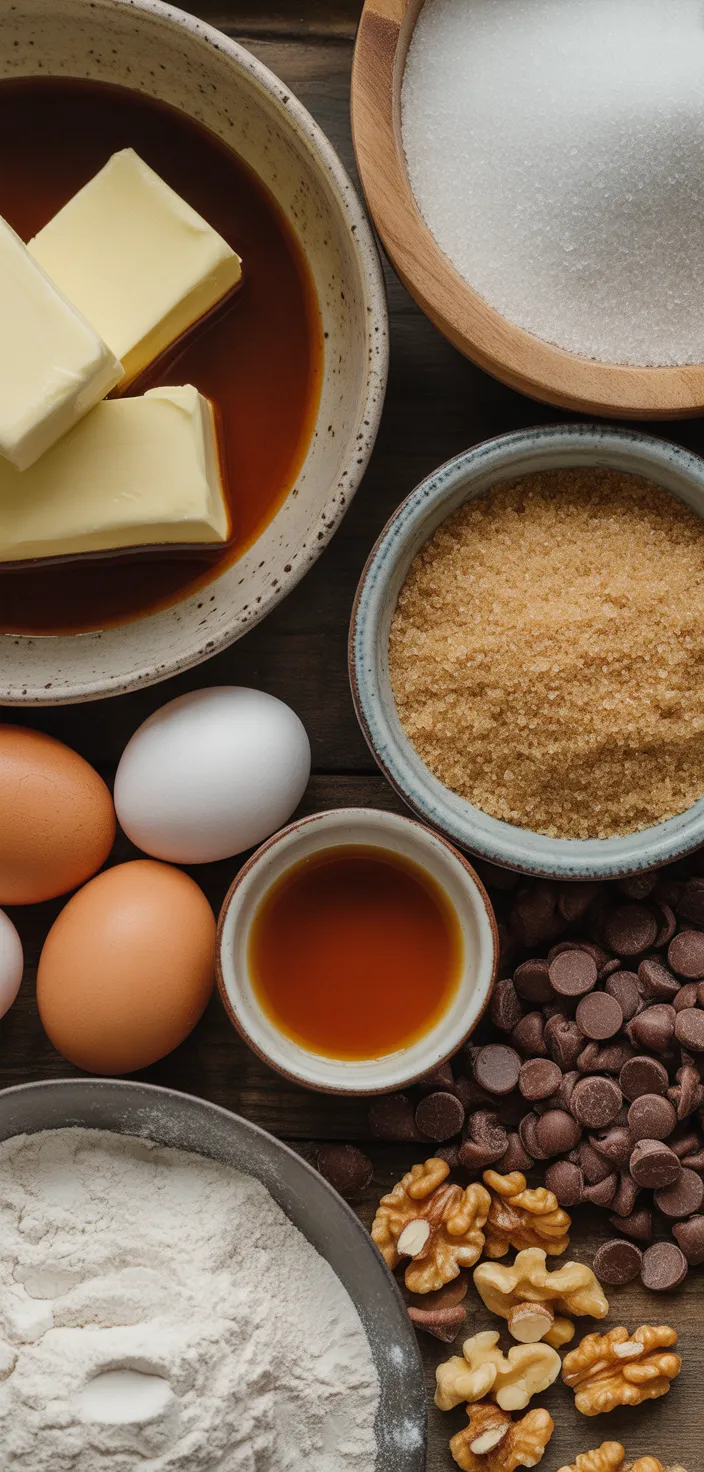 Ingredients photo for Chewy Brown Butter Chocolate Chip Cookies Recipe