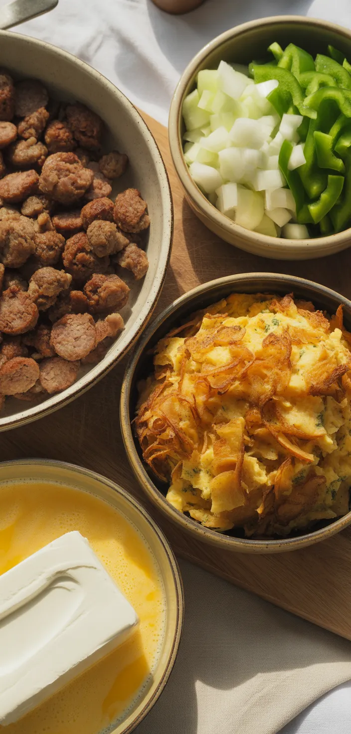 Ingredients photo for Sausage Hash Brown Breakfast Casserole Recipe