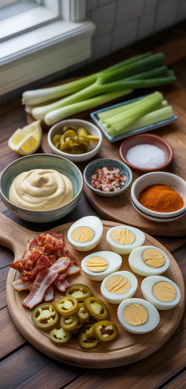 Ingredients photo for BACON JALAPENO EGG SALAD SANDWICHES Recipe