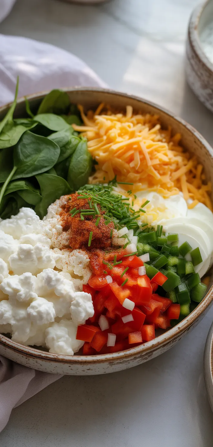Ingredients photo for Baked Cottage Cheese Eggs: A Comforting Breakfast Tradition Recipe