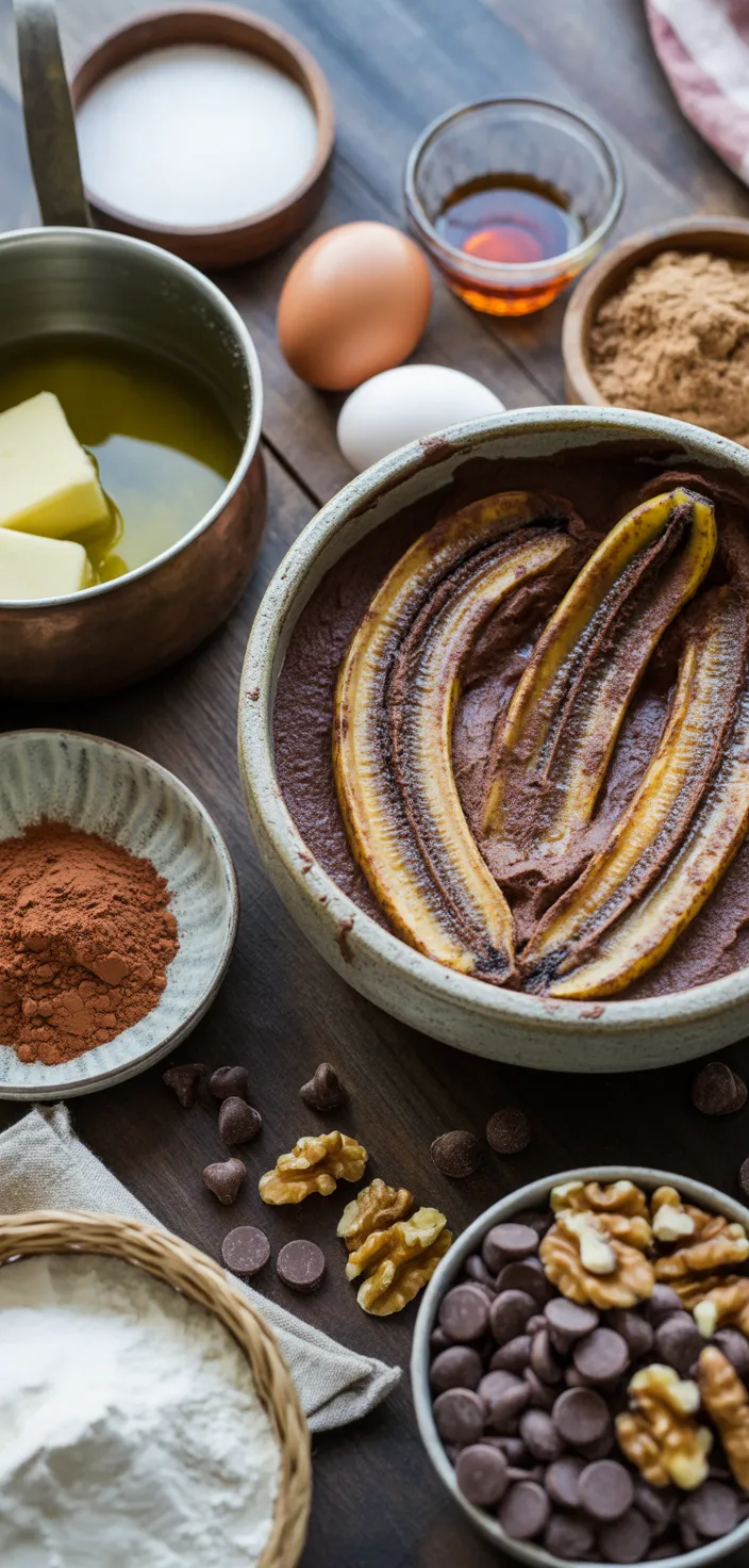 Ingredients photo for Chocolate Banana Bread Recipe