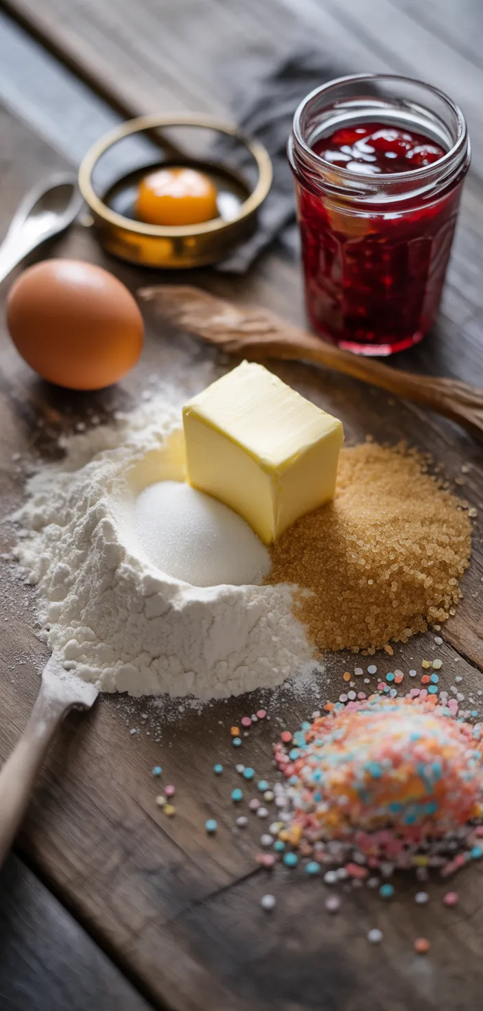 Ingredients photo for Soft Christmas Thumbprint Cookies   Recipe