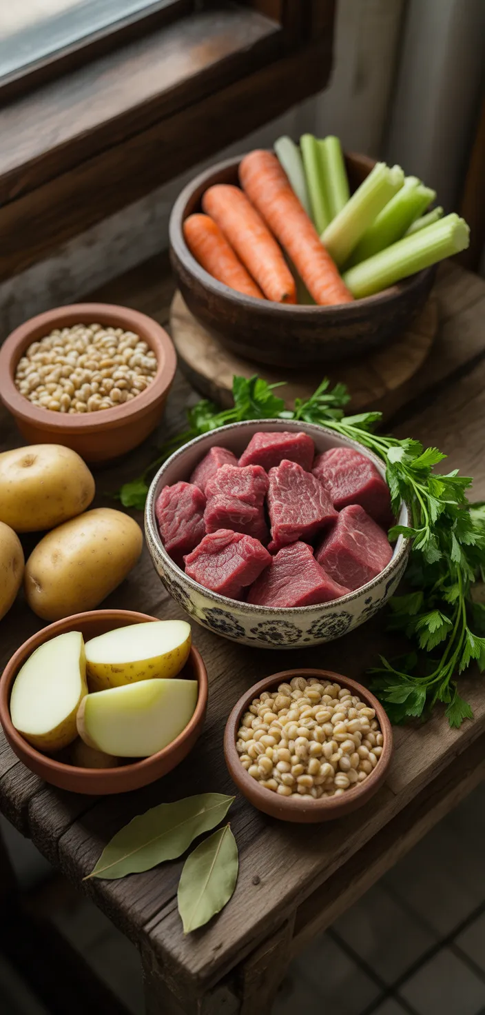 Ingredients photo for Beef Barley Soup Recipe