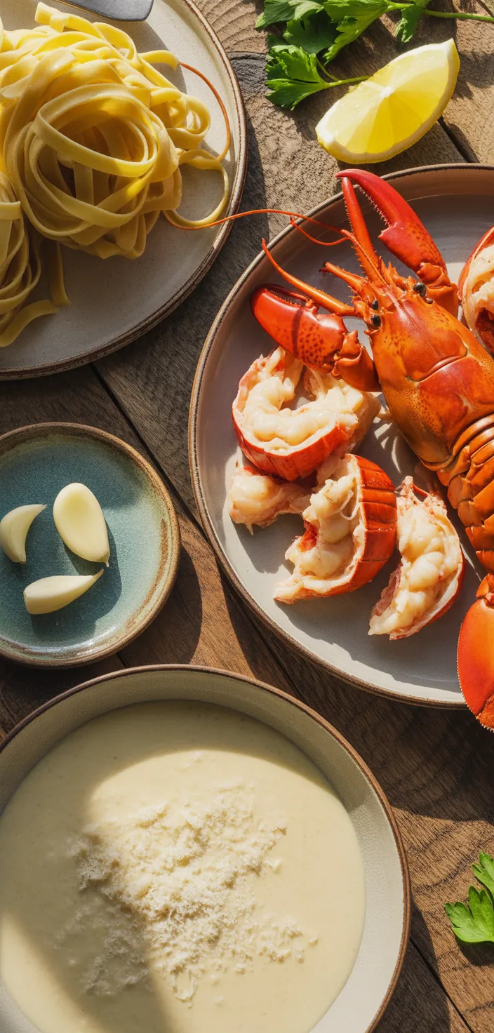 Ingredients photo for Creamy Lobster Pasta Recipe
