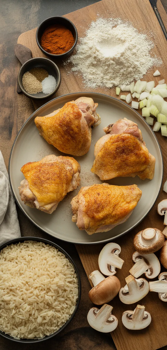 Ingredients photo for Creamy Smothered Chicken And Rice: The Ultimate Comfort Food Recipe