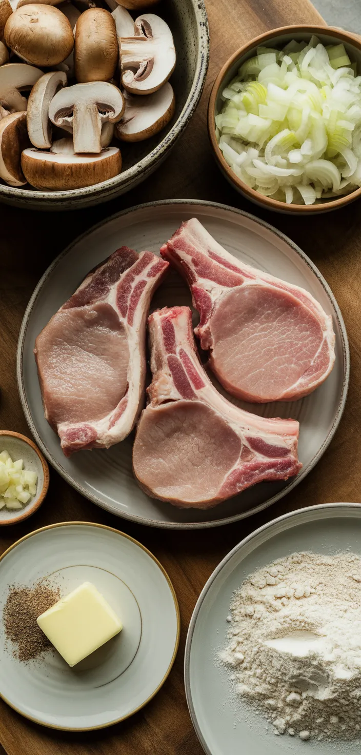Ingredients photo for Pork Chops In Mushroom Gravy Recipe
