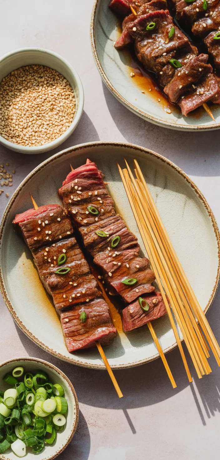 Ingredients photo for Teriyaki Sesame Beef Skewers Recipe
