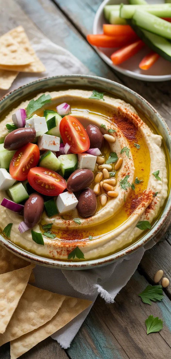 Ingredients photo for Greek Layered Hummus Dip With Feta Recipe