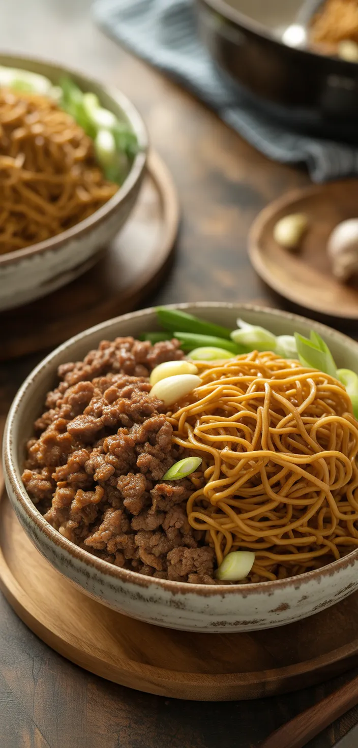 Ingredients photo for Ground Beef Mongolian Noodles Recipe