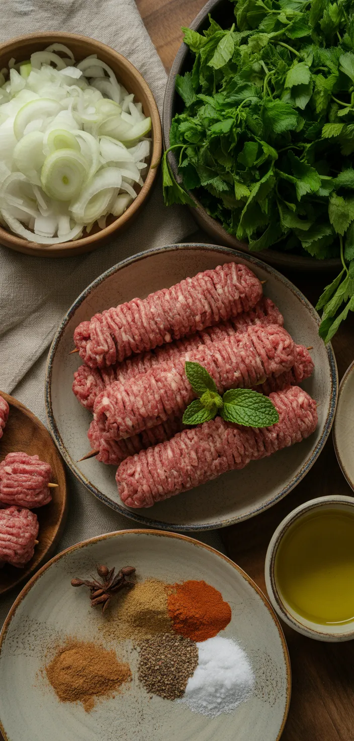 Ingredients photo for Lebanese Kafta (Beef Or Lamb) + Video Recipe