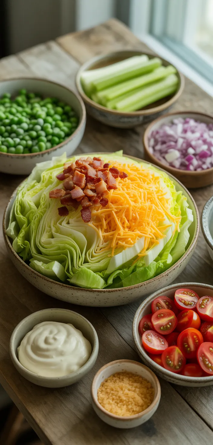 Ingredients photo for TRADITIONAL SEVEN LAYER SALAD Recipe