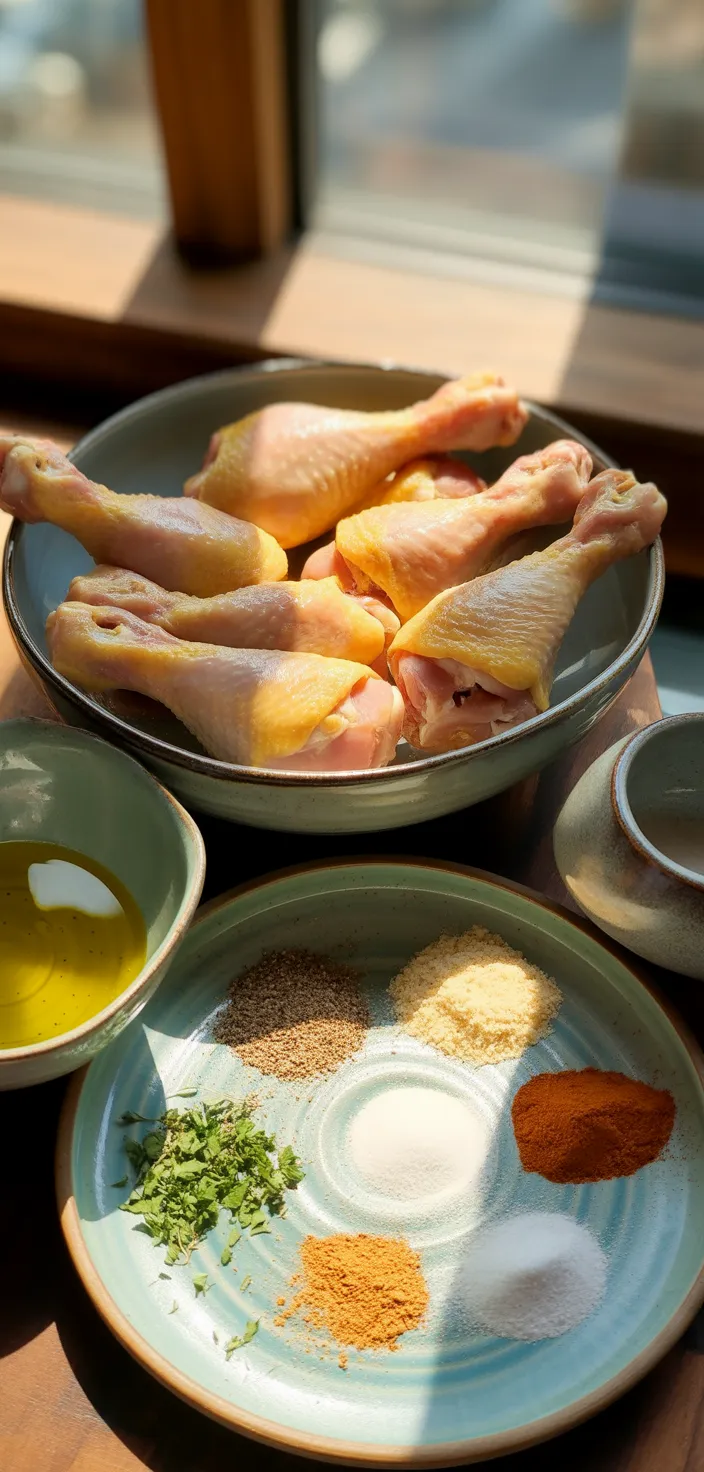Ingredients photo for The BEST Crispy Baked Chicken Legs Recipe